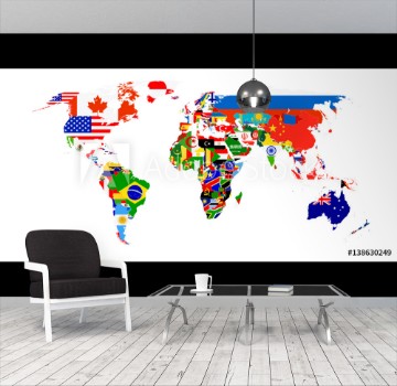 Picture of World Flag Map isolated on white